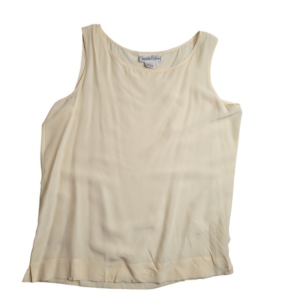 Diane Von Furstenberg Silk Tank Top Sleeveless Cream Blouse Women's Sz L Classy - Picture 1 of 4
